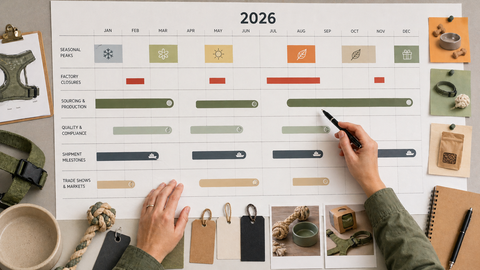2026 pet sourcing calendar with peak seasons