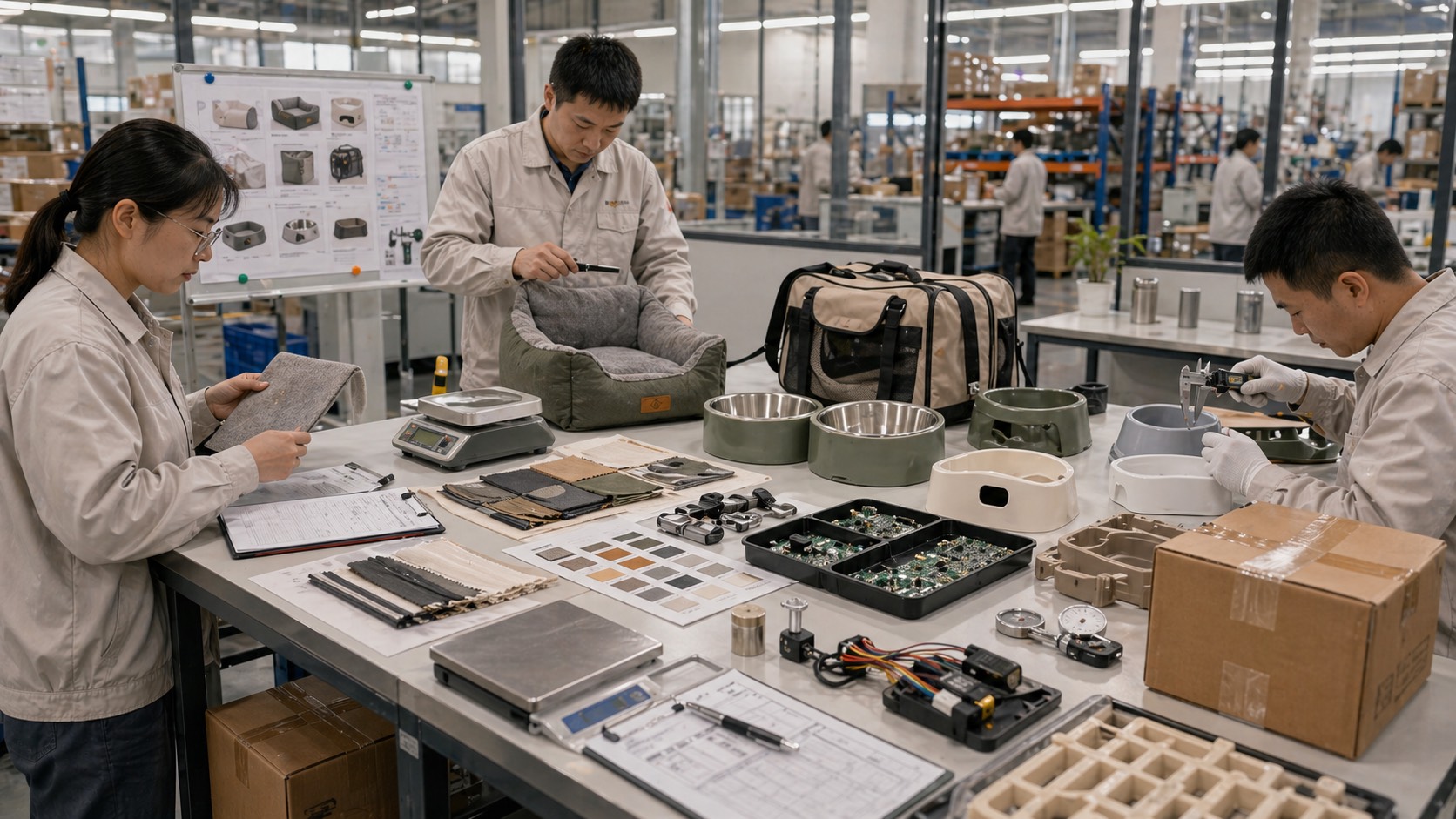 Pet product factory QC floor and inspection workflow