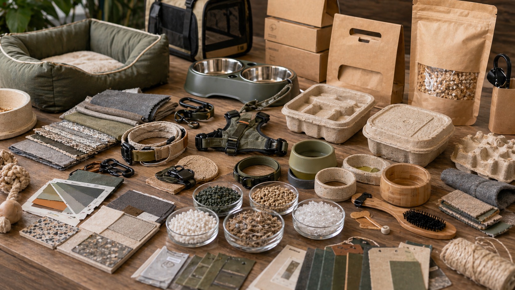 Sustainable pet product materials and packaging review kit